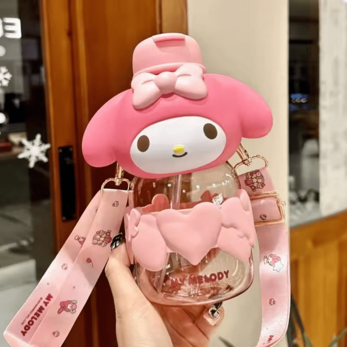 ✨ Make Hydration Fun! Cute Character Water Bottle – Adorable Character Water Bottle for Girls (with Long Strap)