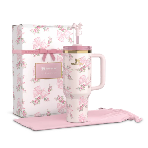 The Stanley X LoveShackFancy Holiday Quencher | 40 OZ - Rosa Beaux Pink