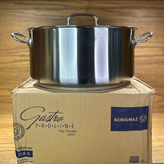 KORKMAZ Low Casserole 32 x 15 cm (Satin) “Proline Gastro”