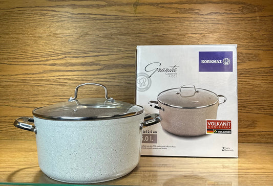 KORKMAZ Casserole 24 x 12.5 cm (5 Liters) “Granita Aluminum”