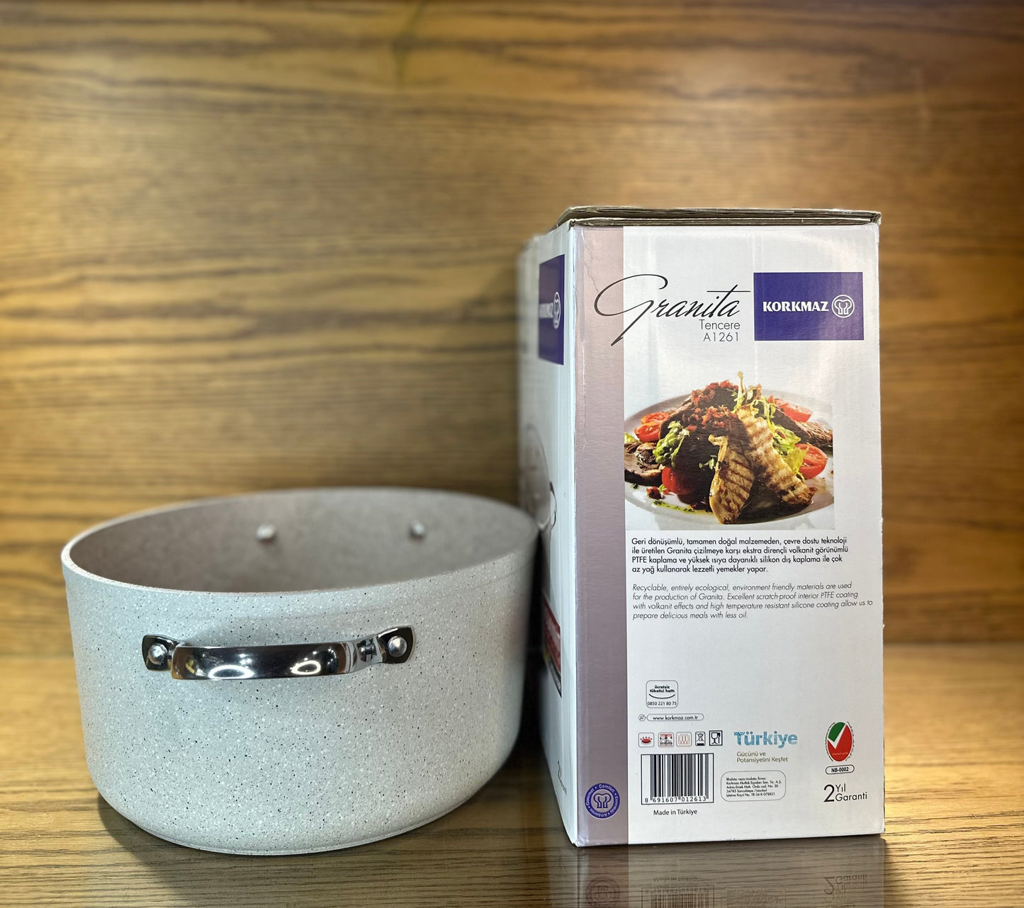 KORKMAZ Casserole 24 x 12.5 cm (5 Liters) “Granita Aluminum”