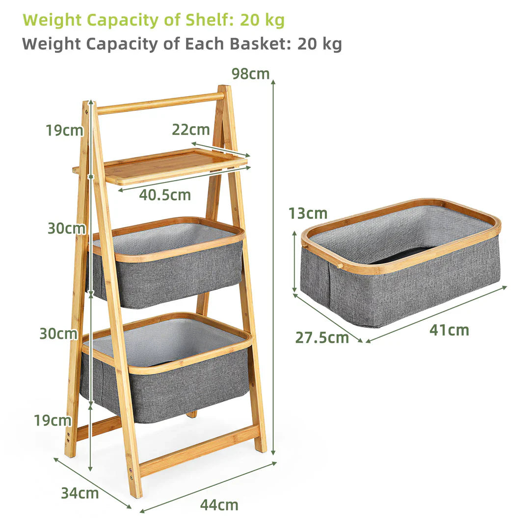 Wooden 2-Tier Laundry Storage Rack