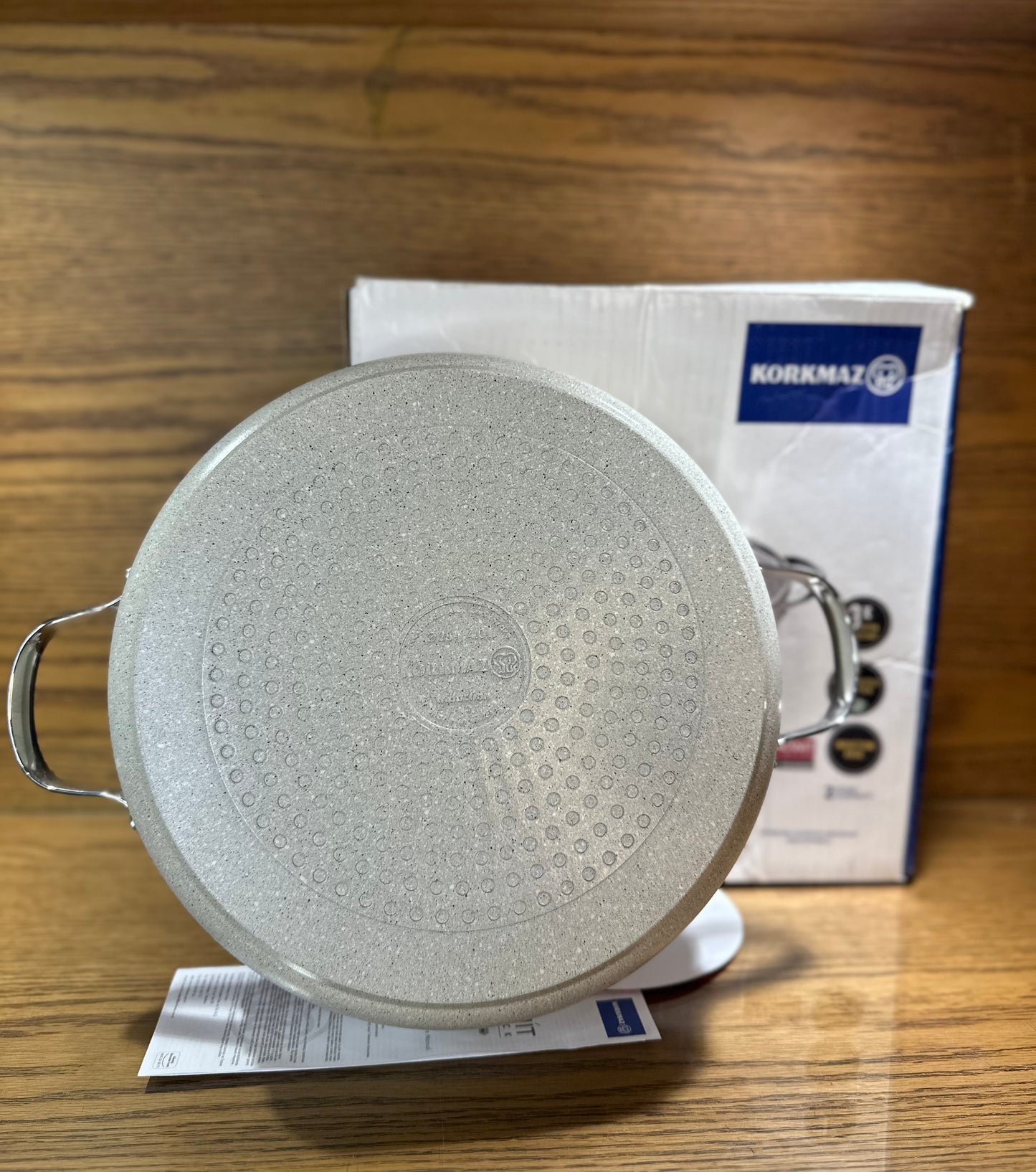 KORKMAZ Low Casserole 28 x 7.5 cm (4 Liters) “Granite Aluminum”