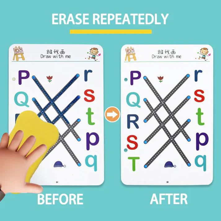 Reusable Educational Tracing Work Book For Kids 64 Pages