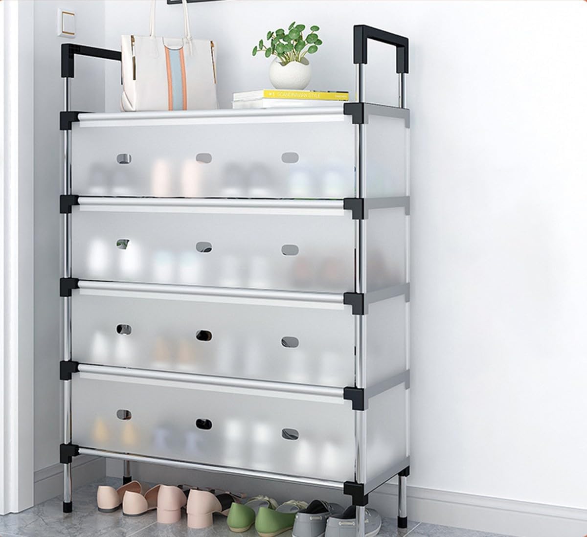 Stackable Shoe Cabinet with Dustproof Cover