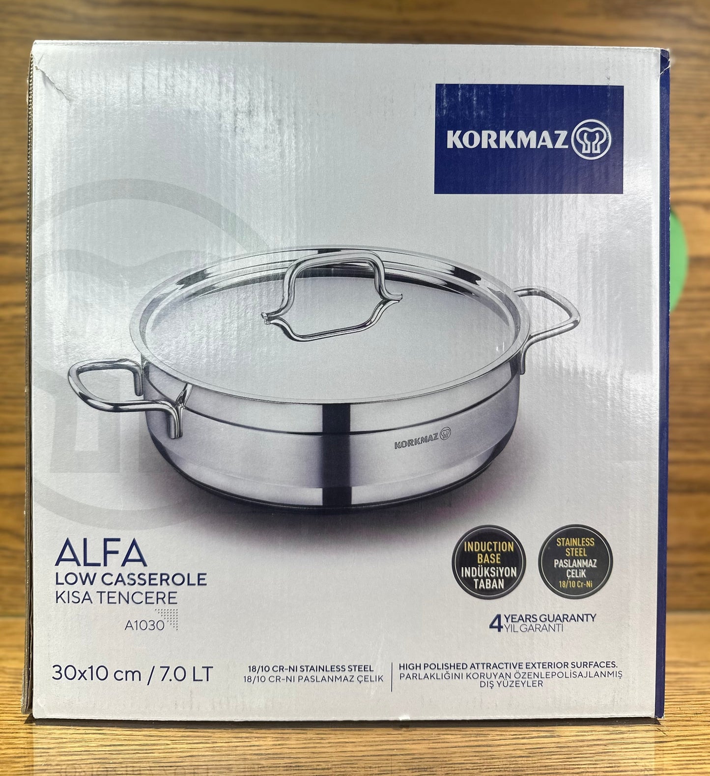 KORKMAZ ALFA Low Casserole 30 x 10 cm 7.0 LTR