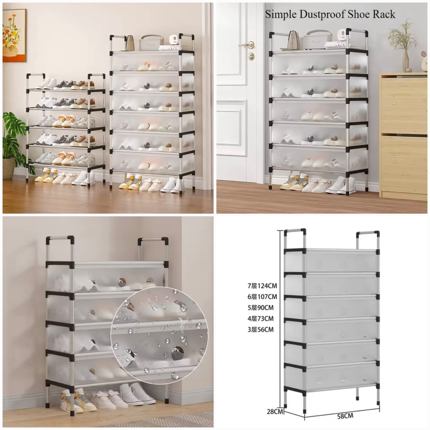 Stackable Shoe Cabinet with Dustproof Cover