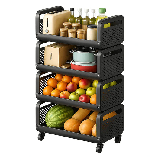 4-Tier Modular Rolling Kitchen Storage Cart