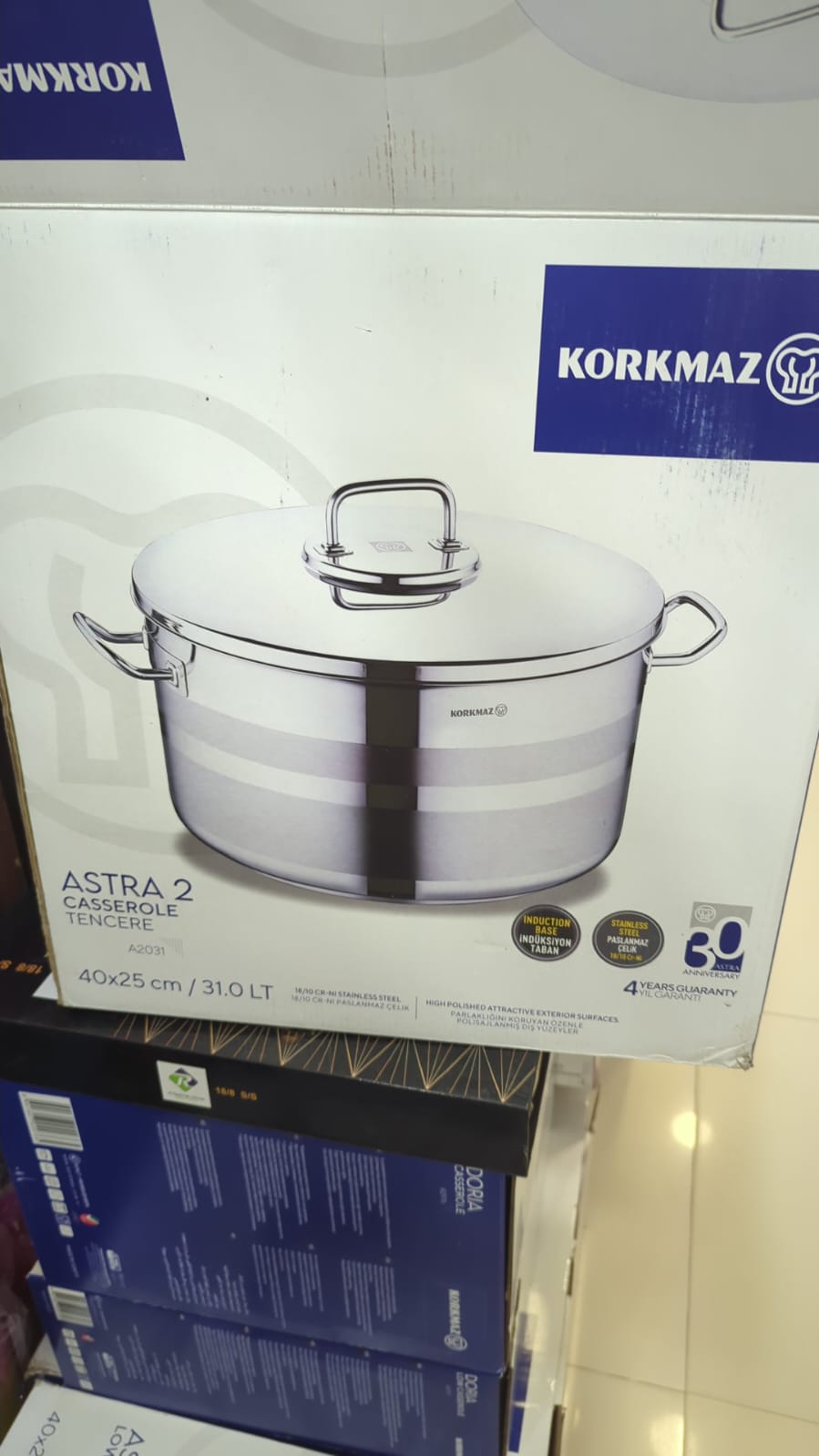 A2031 KORKMAZ Astra 2 Casserole 40 x 25 cm (31 Liters)