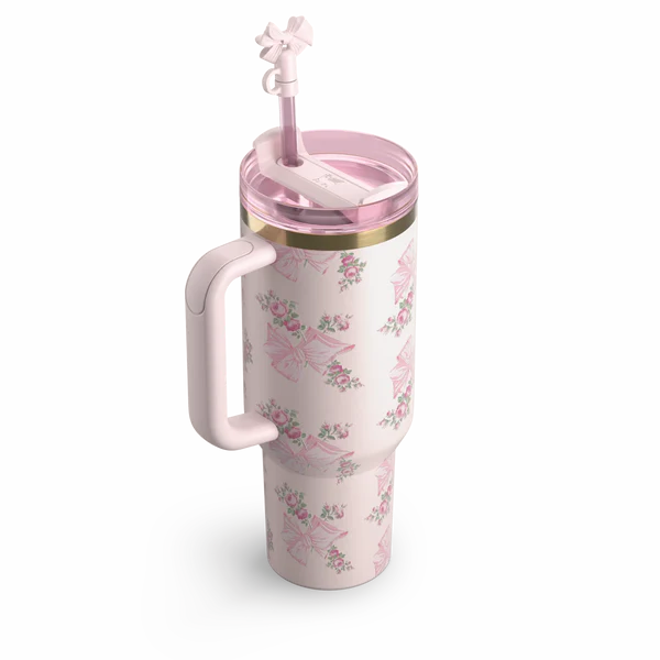 The Stanley X LoveShackFancy Holiday Quencher | 40 OZ - Rosa Beaux Pink