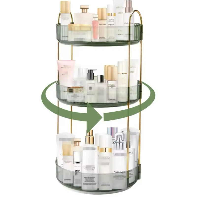 Luxury 360° Rotating Makeup Organizer, Transparent Cosmetics Storage Rack, Multifunctional Large Capacity Storage Box