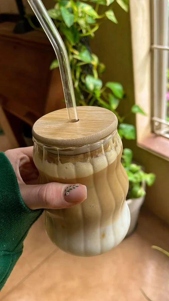 Glass Sipper Tumbler With Bamboo Lid
