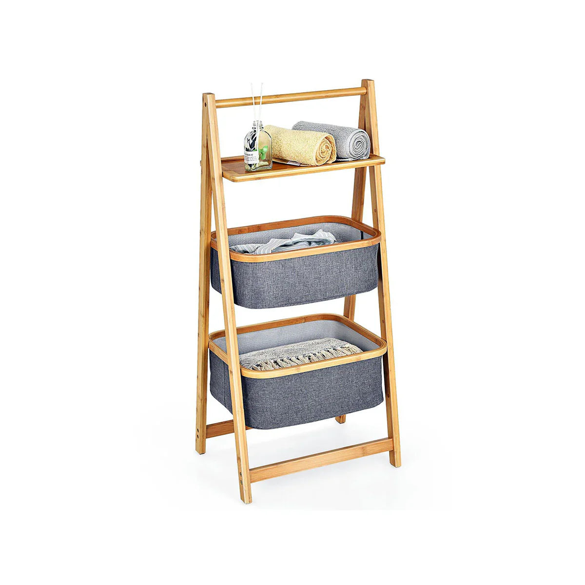 Wooden 2-Tier Laundry Storage Rack