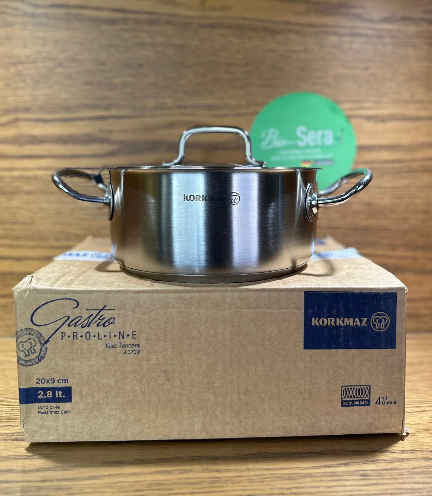 KORKMAZ Low Casserole 20 x 9 cm (Satin) “Proline Gastro”