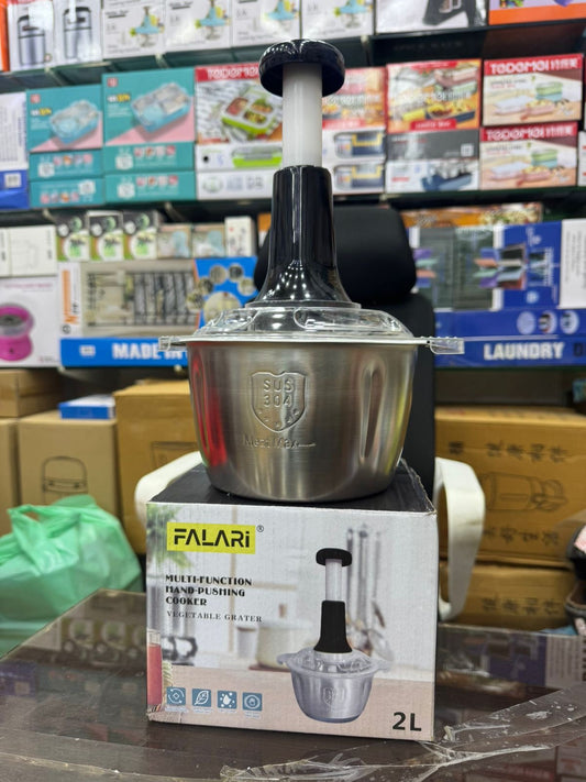 Hand Pressure Vegetable Chopper Steel Bowl 2.Liter