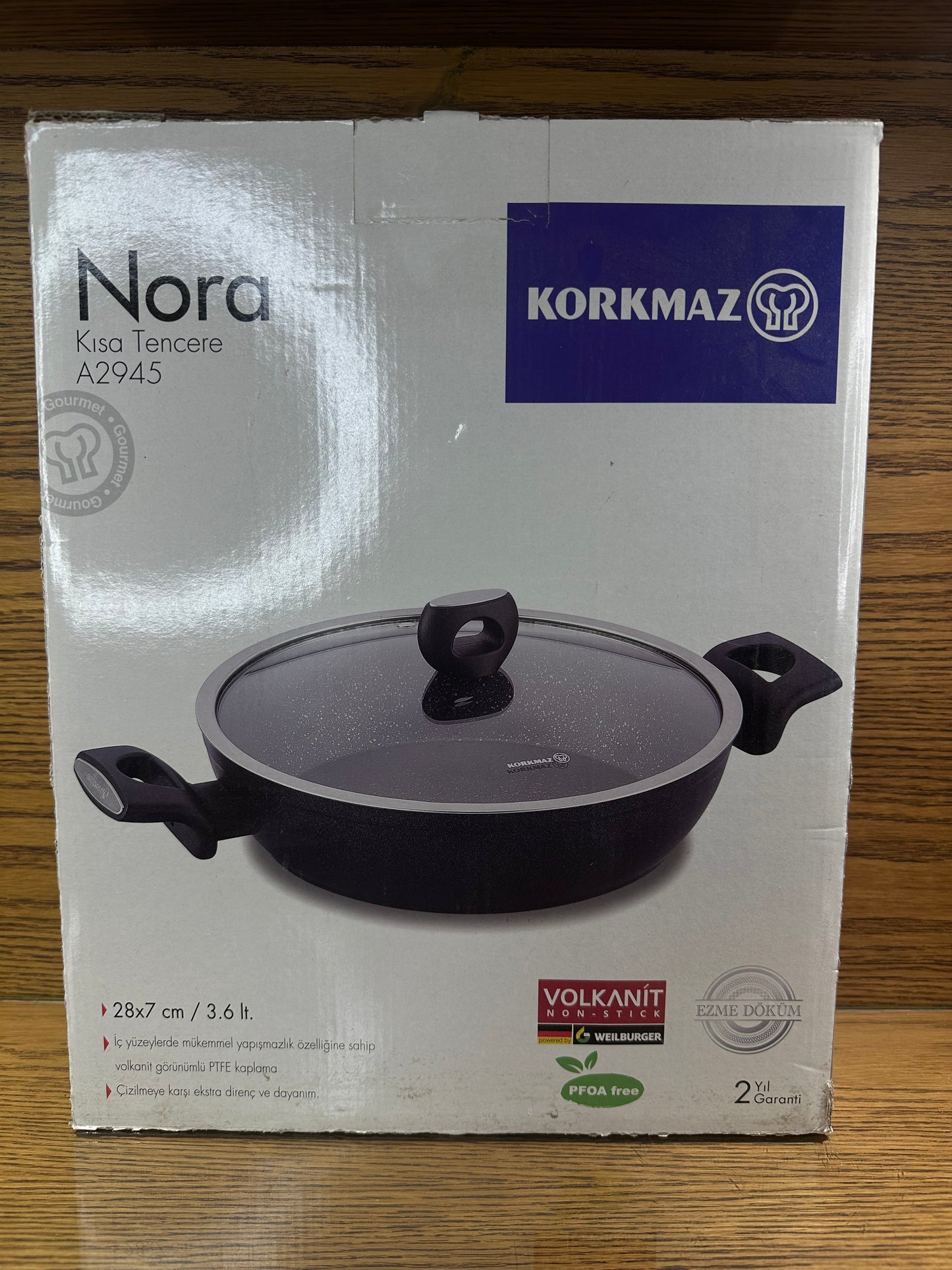 KORKMAZ Low Casserole 28 x 7 cm (4 Liters) “Nora Granite”