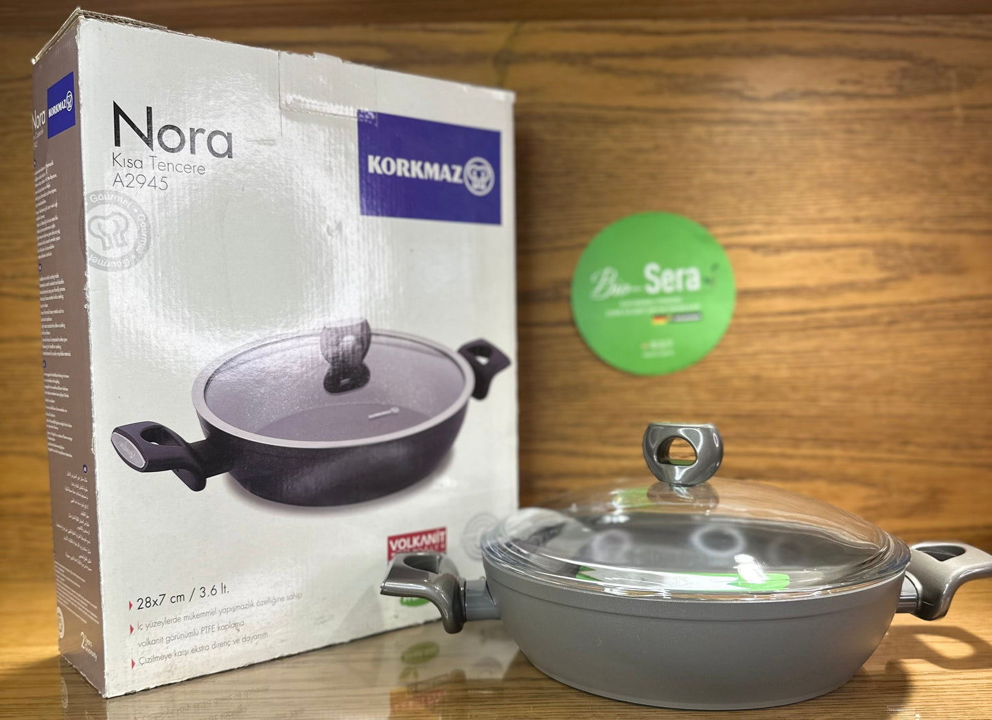 KORKMAZ Low Casserole 28 x 7 cm (4 Liters) “Nora Granite”