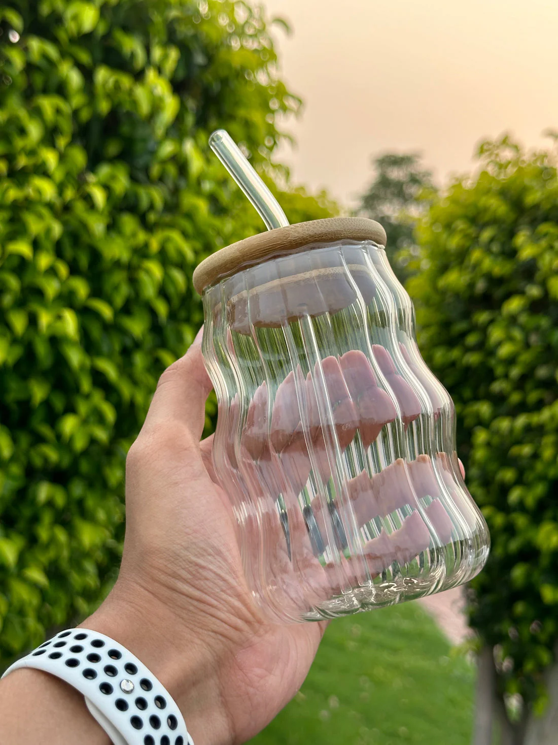 Glass Sipper Tumbler With Bamboo Lid