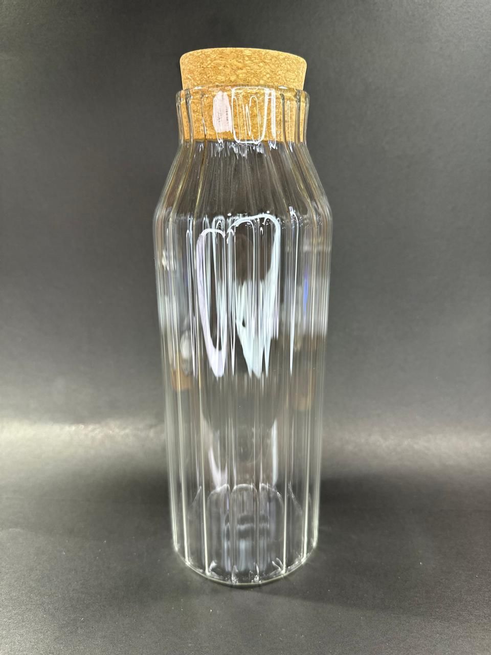 Ribbed Glass Cork Bottle - 1000ml