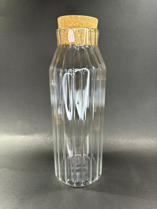 Ribbed Glass Cork Bottle - 1000ml