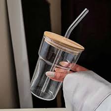 ClearFlow Glass Tumbler with Straw & Lid - 550ml