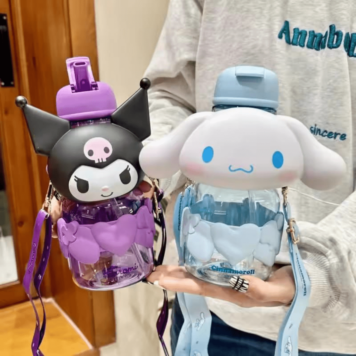 ✨ Make Hydration Fun! Cute Character Water Bottle –  Adorable Character Water Bottle for Girls (with Long Strap)